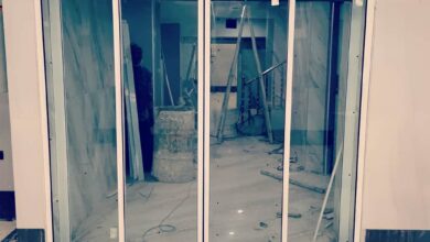 درب شیشه ای سکوریت اتوماتیک ورودی با شیشه شفاف مقاوم