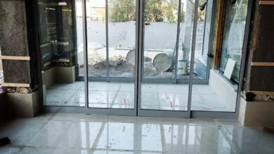 فریم آلومینیومی درب اتوماتیک شیشه ای با پروفیل مقاوم