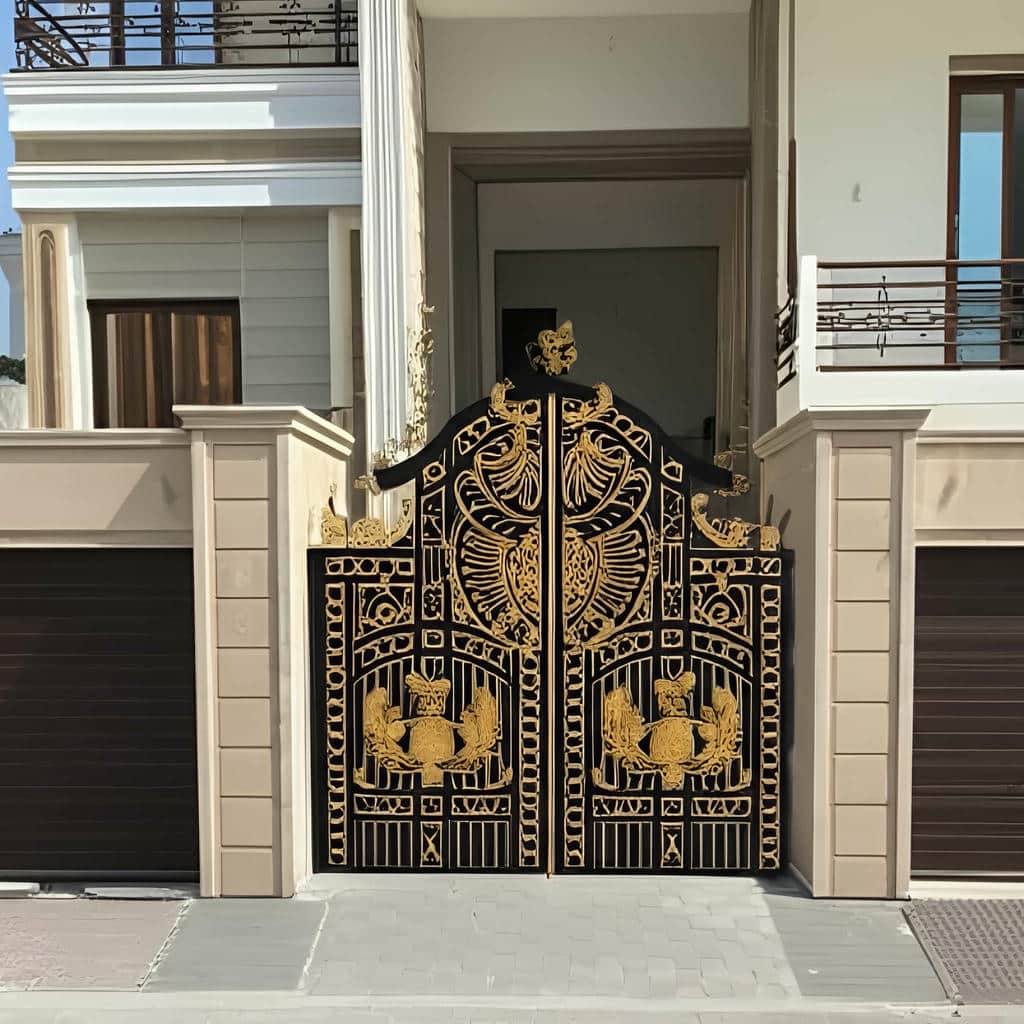 خرید درب حیاط لولایی ستون دار برای ورودی پارکینگ