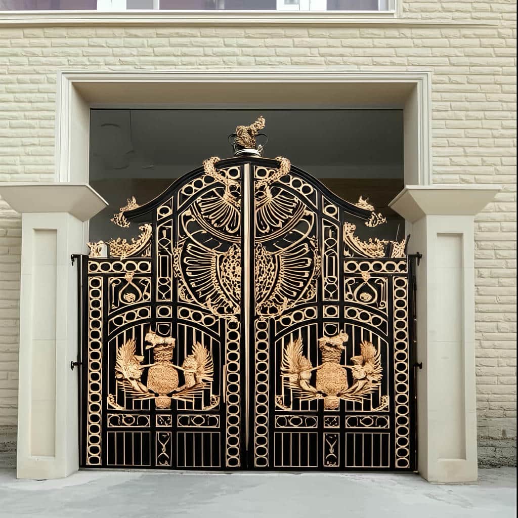 اجرای درب فلزی مدرن پنل مشبک با رنگ مقاوم