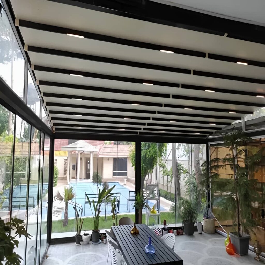 سقف متحرک پارچه ای با طراحی فرفورژه