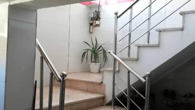 نرده استیل راه پله با سطح براق ضد زنگ
