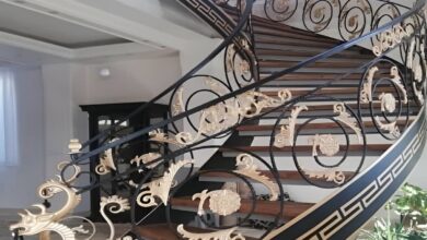 نرده فرفورژه راه پله با طرح فلزی کلاسیک