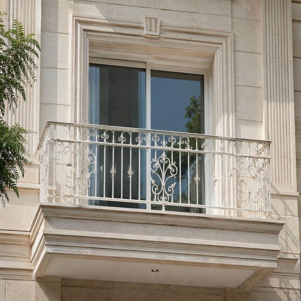 حفاظ تراس آهنی با دست‌انداز گرد در خرم آباد