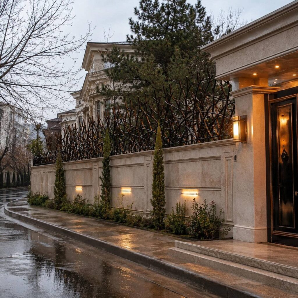 حفاظ دیوار مشکی بالای حصار آجری در استان فارس