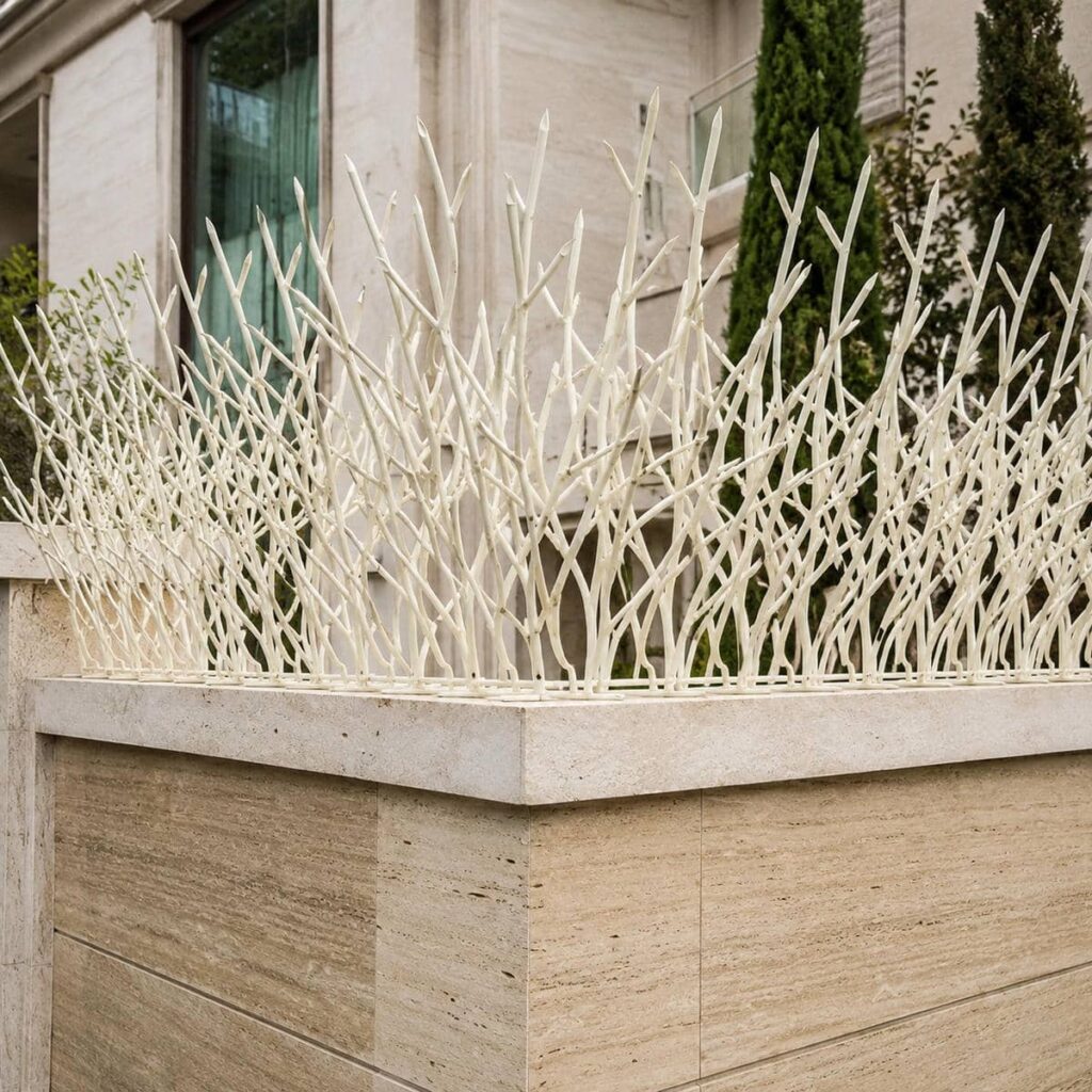 نمای نزدیک اتصالات رنگ شده گارد روی دیوار