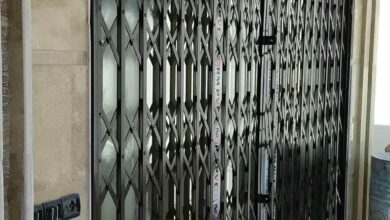 حفاظ درب آکاردئونی مشکی قفل دار در کرمانشاه