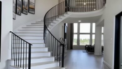 نرده راه پله آهنی اردبیل با دست انداز گرد خاکستری